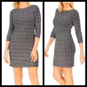 NWT Silver Metallic Glitter Houndstooth Cocktail Dress